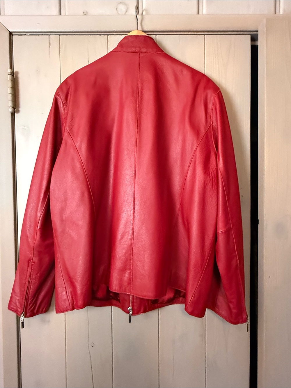 Wilsons Leather Women's Bright Red Zip-Front Leather Jacket - Picture 2 of 5